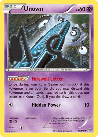 Unown 30/98 - XY Ancient Origins Reverse Holofoil