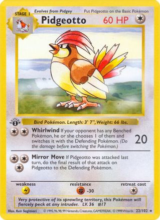 Pidgeotto - Base Set Shadowless