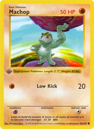 Machop 52 - Base Set Shadowless