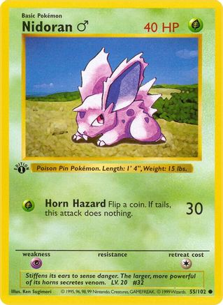 Nidoran M 55 - Base Set Shadowless
