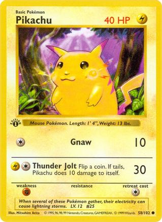 Pikachu 58 - Base Set Shadowless