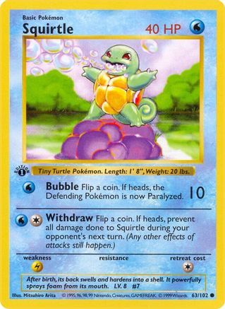 Squirtle 63 - Base Set Shadowless