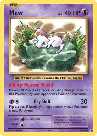 Mew 53/108 - XY Evolutions Reverse Holofoil