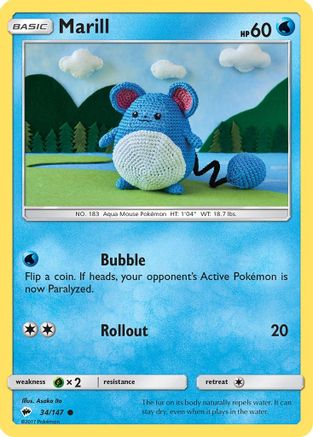 Marill 34/147 - SM Burning Shadows Reverse Holofoil