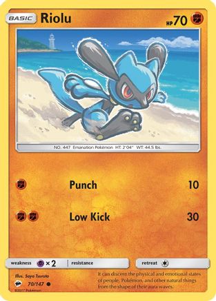 Riolu 70/147 - SM Burning Shadows Reverse Holofoil