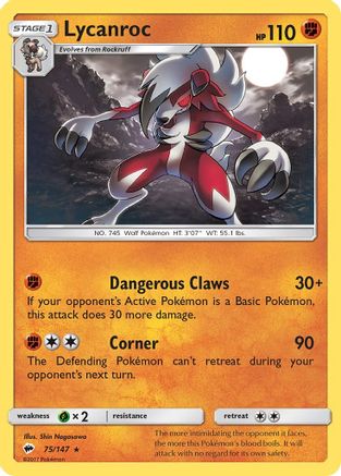 Lycanroc (75) 75/147 - SM Burning Shadows Holofoil