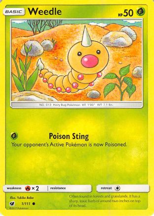 Weedle 1/111 - SM Crimson Invasion Reverse Holofoil