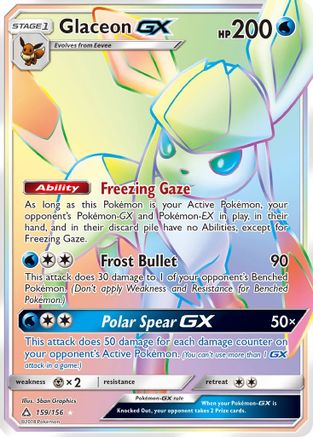 Glaceon GX (Secret Rare)/156 - SM Ultra Prism Holofoil