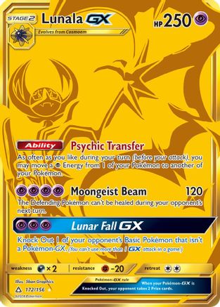 Lunala GX (Secret Rare)/156 - SM Ultra Prism Holofoil