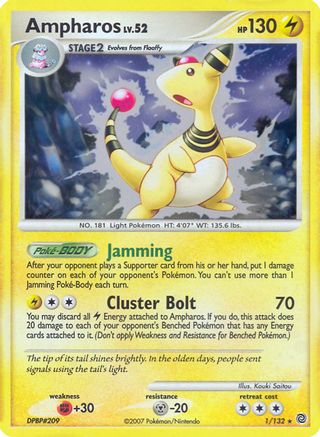 Ampharos - 1/132 (DP Secret Wonders) - Deck Exclusives
