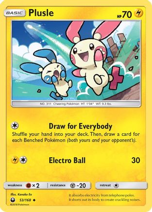 Plusle 53/168 - SM Celestial Storm Reverse Holofoil