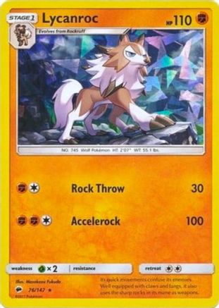 Lycanroc - 76/147 (Cracked Ice Holo) - Deck Exclusives Holofoil
