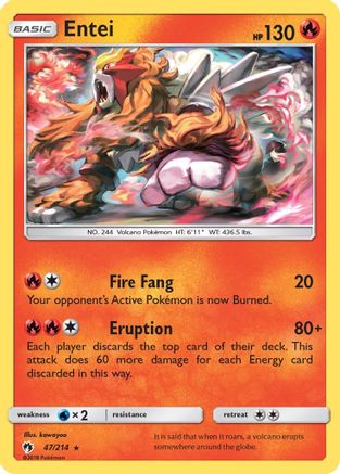 Entei/214 - SM Lost Thunder Reverse Holofoil