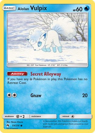Alolan Vulpix 53/214 - SM Lost Thunder Reverse Holofoil
