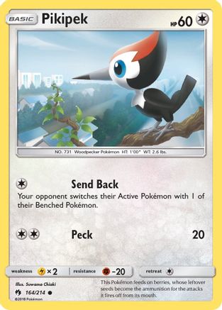 Pikipek (164)/214 - SM Lost Thunder Reverse Holofoil