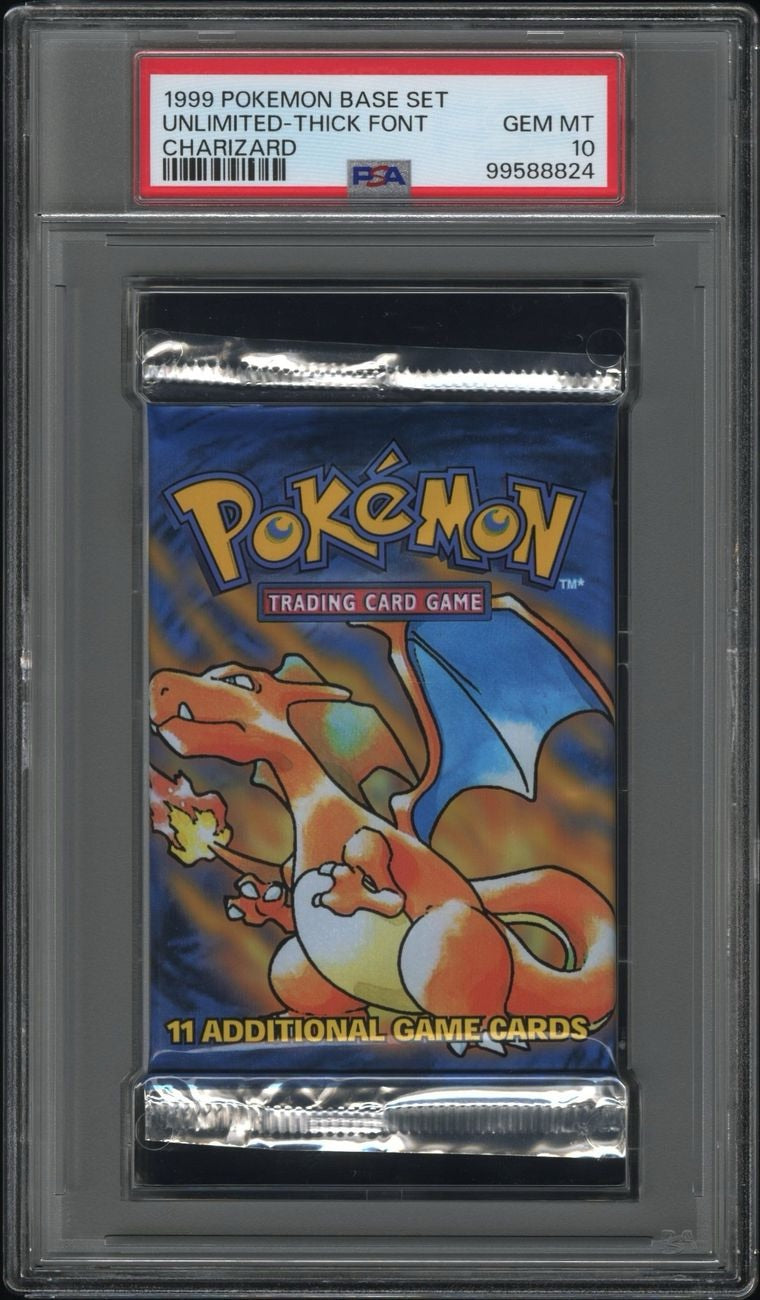 PSA 10 1999 POKEMON BASE SET UNLIMITED - THICK FONT CHARIZARD