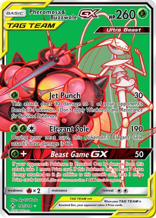 Pheromosa & Buzzwole GX (191) (Full Art)/214 - SM Unbroken Bonds Holofoil