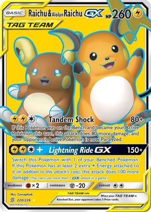 Raichu & Alolan Raichu GX (Full Art)/236 - SM Unified Minds Holofoil