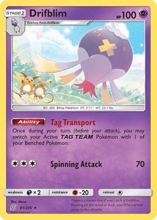 Drifblim 81/236 - SM Unified Minds Reverse Holofoil