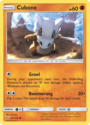 Cubone 105/236 - SM Unified Minds Reverse Holofoil