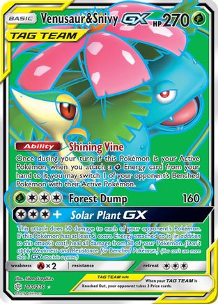 Venusaur & Snivy GX (Full Art)/236 - SM Cosmic Eclipse Holofoil