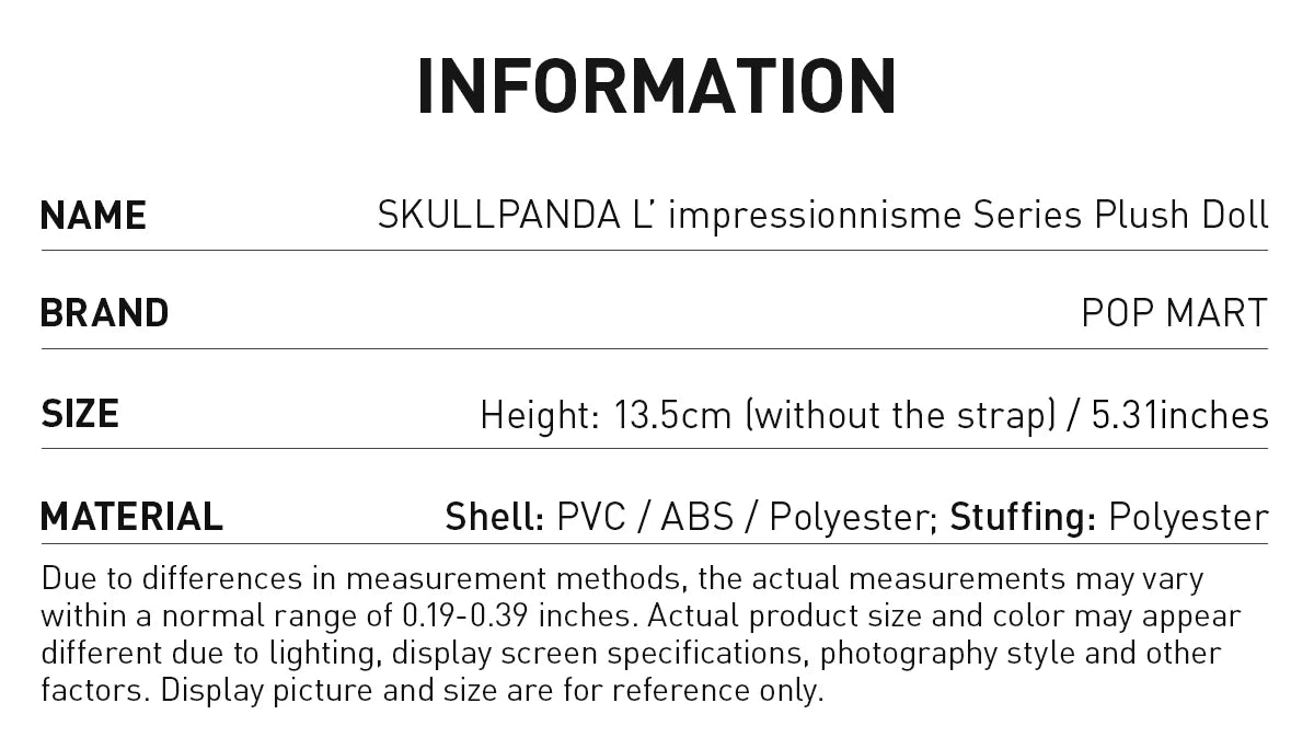 Skullpanda - L'impressionnisme Series Plush Blind Box (1 RANDOM BOX)
