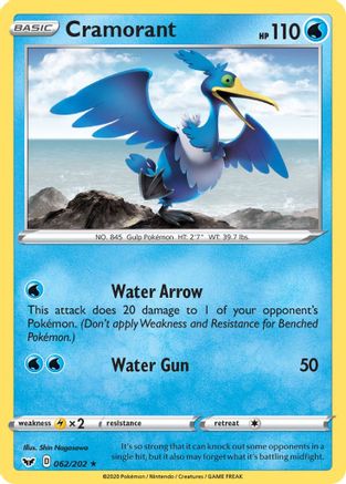 Cramorant 62/202 - SWSH01 Sword & Shield Base Set Reverse Holofoil