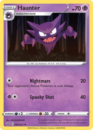 Haunter 84/202 - SWSH01 Sword & Shield Base Set Reverse Holofoil