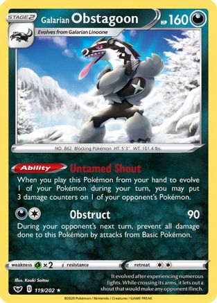 Galarian Obstagoon 119/202 - SWSH01 Sword & Shield Base Set