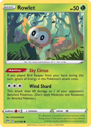 Rowlet 11/189 - SWSH03 Darkness Ablaze