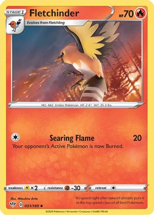 Fletchinder 31/189 - SWSH03 Darkness Ablaze Reverse Holofoil