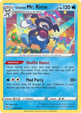 Galarian Mr. Rime 36/189 - SWSH03 Darkness Ablaze Reverse Holofoil