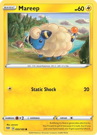 Mareep 55/189 - SWSH03 Darkness Ablaze Reverse Holofoil