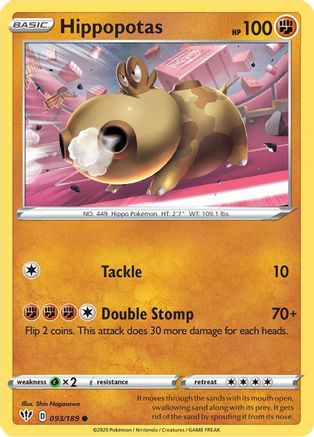 Hippopotas 93/189 - SWSH03 Darkness Ablaze
