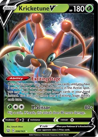 Kricketune V 6/163 - SWSH05 Battle Styles Holofoil