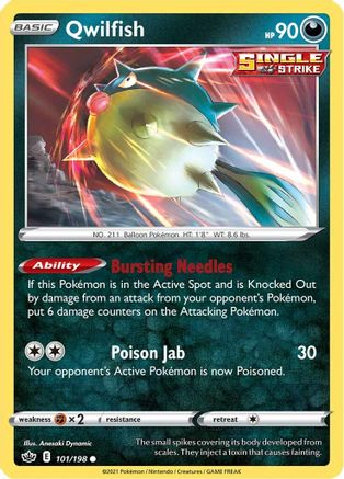 Qwilfish 101/198 - SWSH06 Chilling Reign Reverse Holofoil