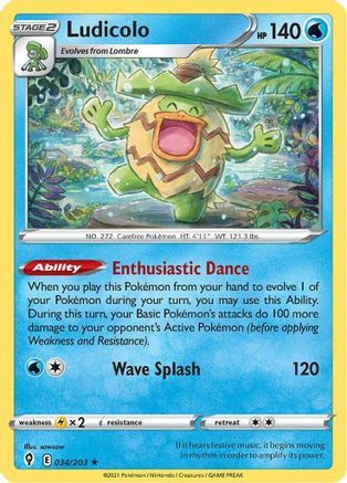 Ludicolo 34/203 - SWSH07 Evolving Skies