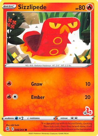 Sizzlipede - 046/264 (#14 Cinderace Stamped) - Battle Academy 2022