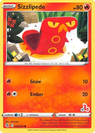 Sizzlipede - 046/264 (#17 Cinderace Stamped) - Battle Academy 2022