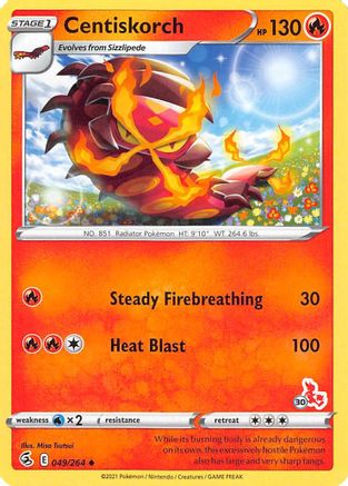 Centiskorch - 049/264 (#30 Cinderace Stamped) - Battle Academy 2022