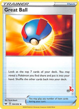 Great Ball - 164/202 (#43 Cinderace Stamped) - Battle Academy 2022