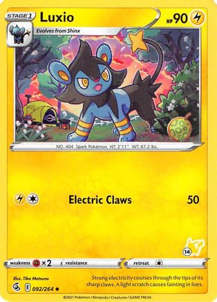 Luxio - 092/264 (#14 Pikachu Stamped) - Battle Academy 2022