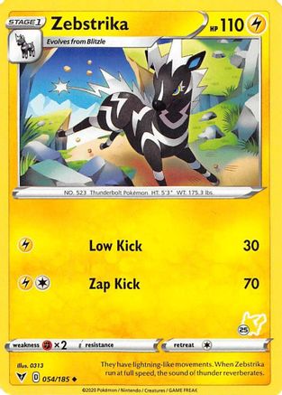 Zebstrika - 054/185 (#25 Pikachu Stamped) - Battle Academy 2022