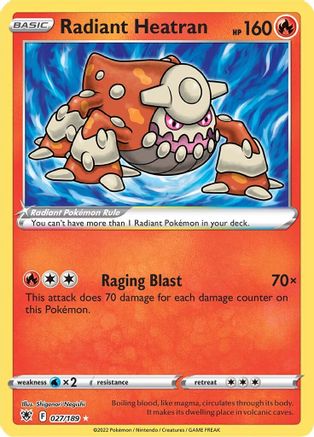 Radiant Heatran 27/189 - SWSH10 Astral Radiance Holofoil