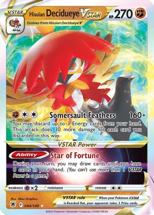 Hisuian Decidueye VSTAR 84/189 - SWSH10 Astral Radiance Holofoil