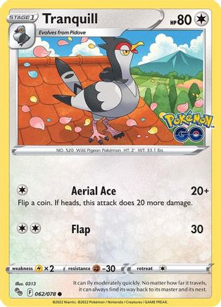 Tranquill 62/78 - Pokemon GO
