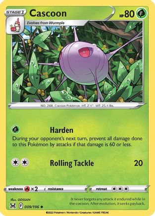 Cascoon 9/196 - SWSH11 Lost Origin Reverse Holofoil