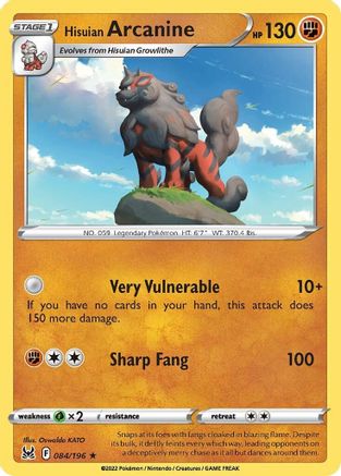 Hisuian Arcanine 84/196 - SWSH11 Lost Origin