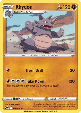Rhydon 90/196 - SWSH11 Lost Origin Reverse Holofoil