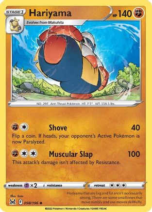 Hariyama 98/196 - Lost Origin Reverse Holofoil